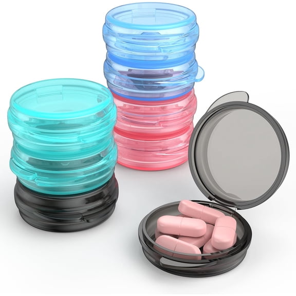 Small Pill Box, (4 Pack) Travel Pill Case Portable Daily Pill Organizer Mini Medicine Storage Container for Pocket Purse Cod Liver Oil Storage Box Earplug Case