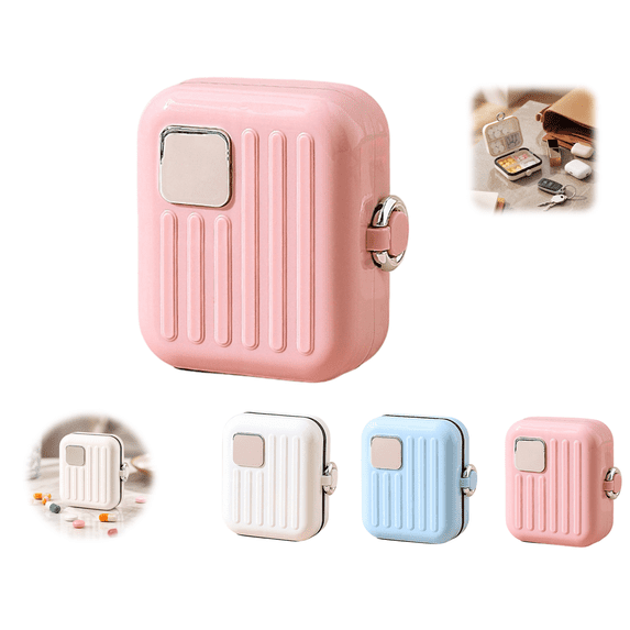 Small Pill Case, Travel Pill Box, Portable Pill Container for Purse or Pocket, Daily Medicine Organizer(Pink)