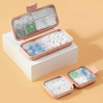 Small Pill Case, Travel Pill Box, Portable Pill Organizer, Pill Container for Purse or Pocket 4 Compartments, Daily Compact Travel Medicine Holder for Vitamins Medication (B)