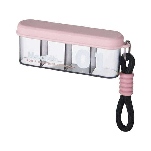 Small Pill Case with 4 Independent Compartment.Portable Pill Container for Purse or Pocket,Travel Pill Box Double Waterproof Pill Organizer,Pink