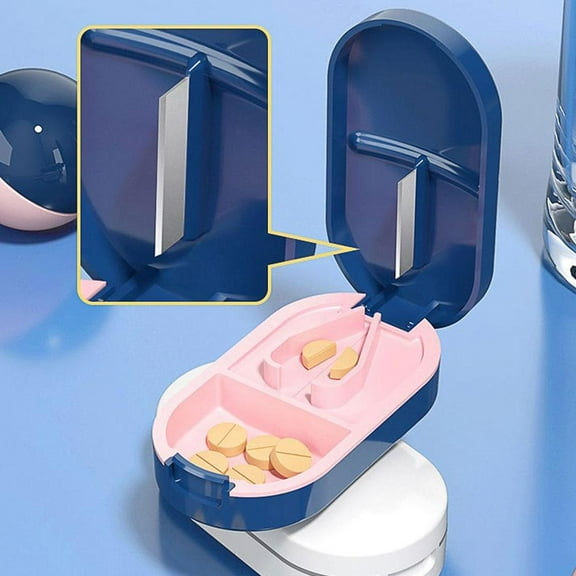 Small Pill Cutter, Pill Splitter Pill Cutter for Small or Large Pills, Cuts Vitamins Tablets, Portable Pretty Pill Crusher for Purse Pocket