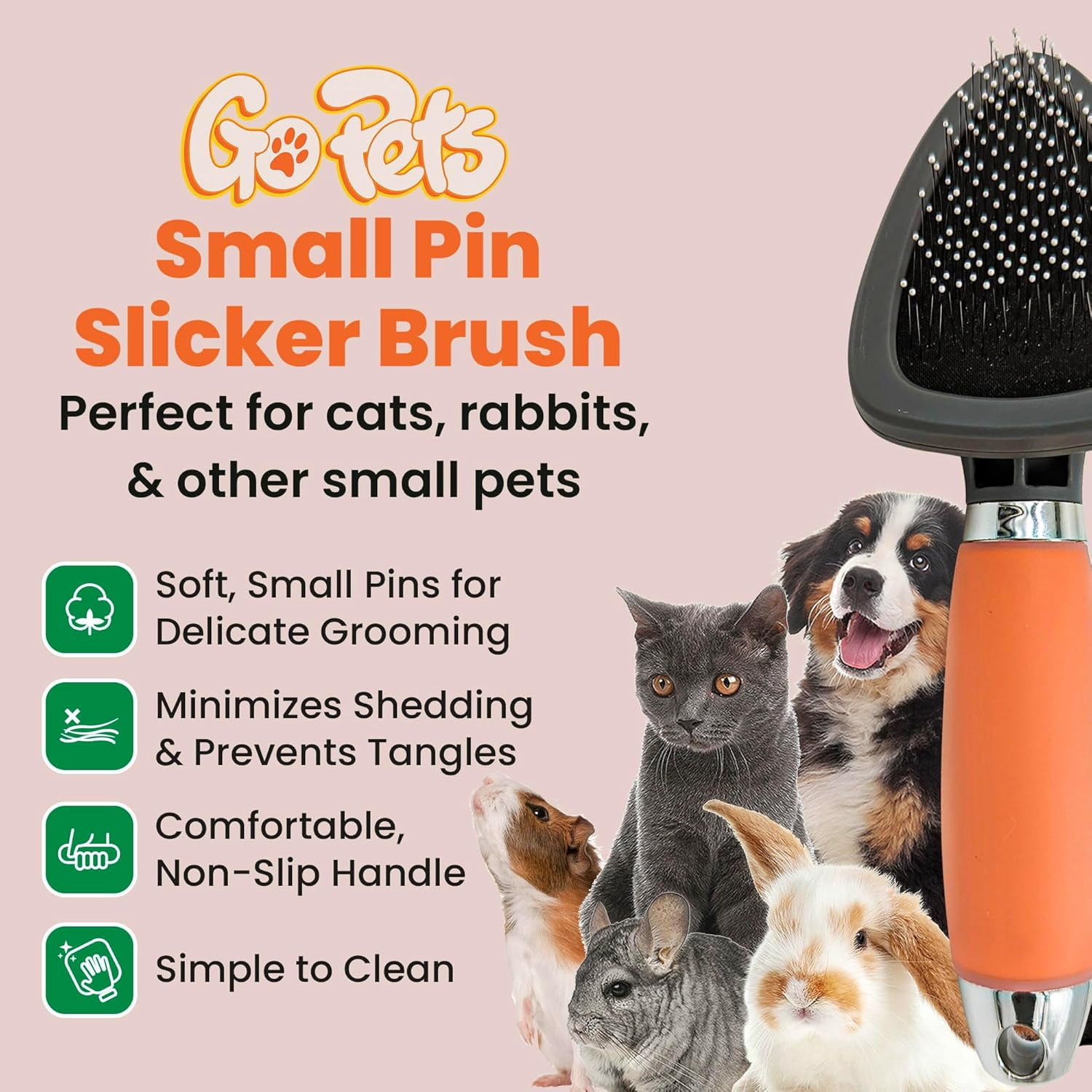 Small Pin Slicker Brush for Dogs, Cats & Furry Pets - Easy-Groom Pin ...