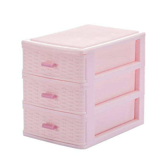 Small Pink 3-Drawer Makeup Organizer for Dorm Storage