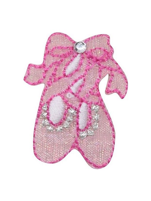 Small - Pink Ballet Shoes/Slippers - Iron On Applique/Embroidered Patch