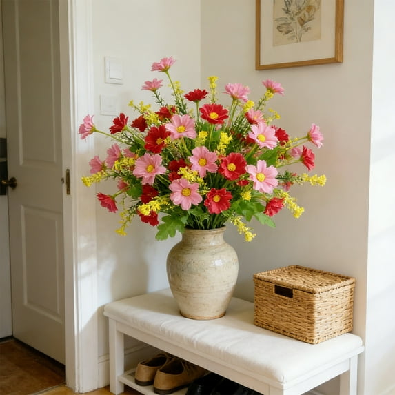 Small Pink Daisy Flowers Artificial,28Pcs 12 Inch Fake Daisies,Cute Spring Wildflowers for Centerpiece Table Decor