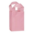 thumbnail image 1 of SSWBasics Small Pink Frosted Plastic Shopping Bags -  5" x 3" x 7" - Case of 100, 1 of 1