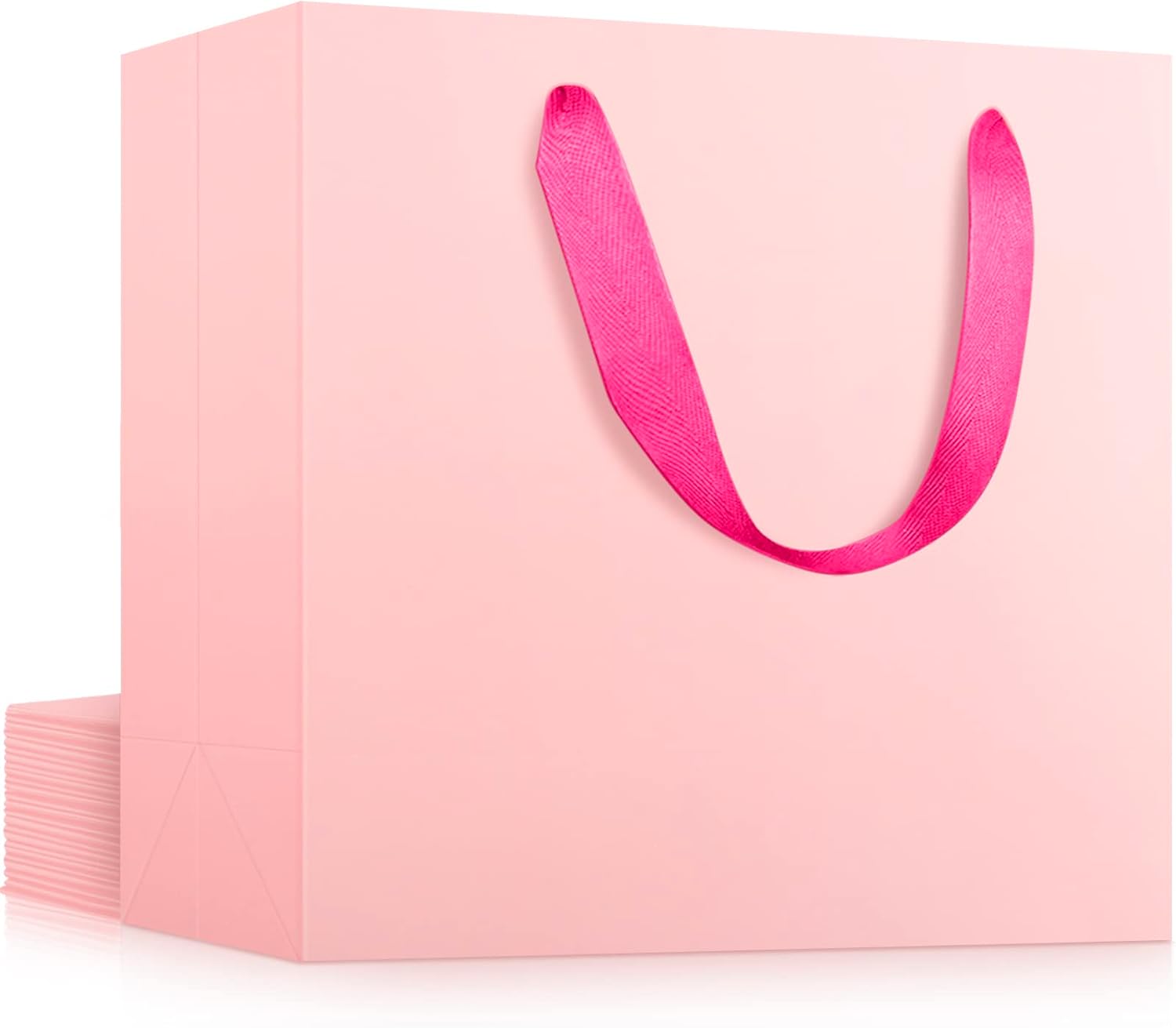 Small Pink Gifts Wrap Bags, 12 Pack 8.6x3.9x7 inches Shopping Bags with