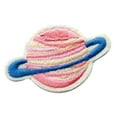 thumbnail image 1 of Small Pink Planet With Blue Ring Embroidered Iron On Patch, 1 of 2