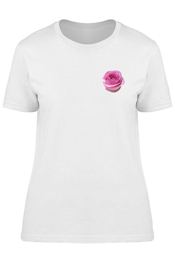 Small Pink Rose Icon T-Shirt Women -Image by Shutterstock, Female Small