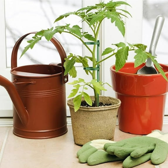 Small Plant Support Plant Stakes Adjustable Garden Single Stem Support Stakes Planter for Rose Climbing Plants Outdoor & Indoor and More Green 15 In