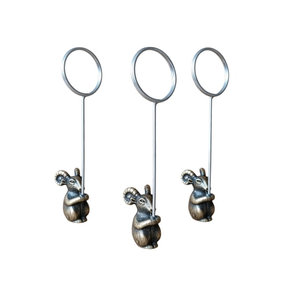 Small Planter Pot Decor Note Clip, Antique Bronze Sheep Shaped Figurine Place Card Holder, 5.9 Inch Tall Durable Metal Photo Memo Stand, Tabletop Desk Organizer for Office Home