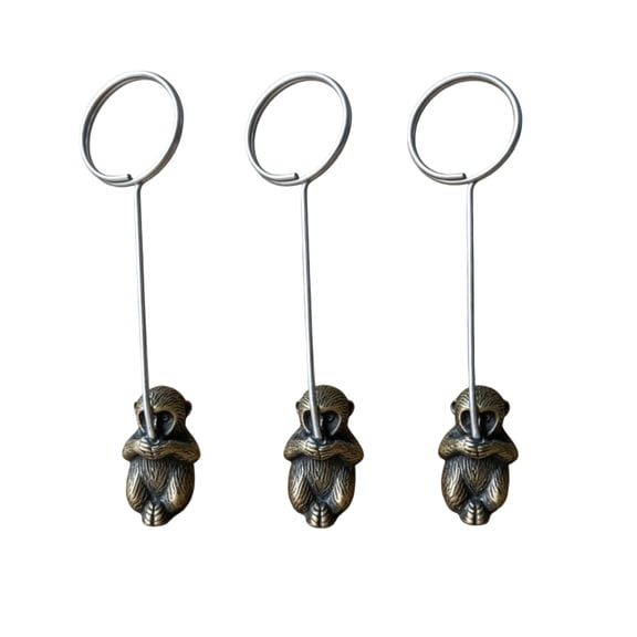 Small Planter Pot Decorative Monkey Figurine Note Clip Tabletop Photo Holder Memo Stand Antique Bronze Animal Note Clip for Home Office Desk Plant Display Accent Wedding Party
