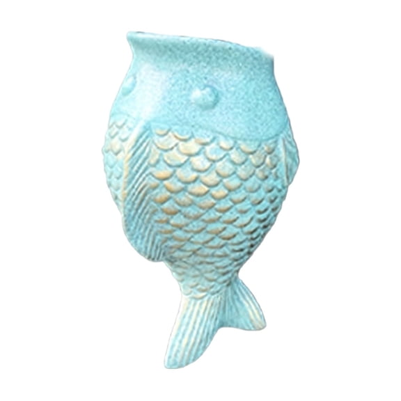 Small Planter Pot Fish Shaped Ceramic Coastal Nautical Home Decor for Indoor Plants Beach House Decoration Housewarming Gift