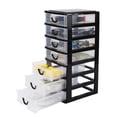 thumbnail image 1 of Small Plastic 7 Drawer Desktop Storage System, Mini Organizer Box, Storage Container(5"X7"X13"), Black, 1 of 5