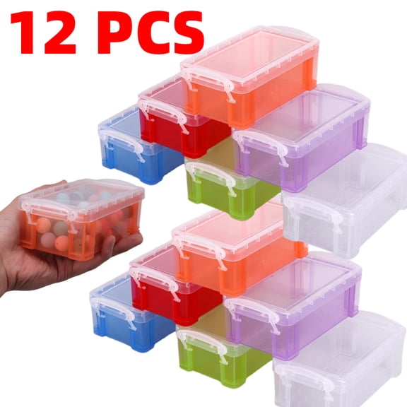 Small Plastic Box, 12 Pcs 5" X 3" X 2" Stackable Mini Storage Box with Locking Lid, Clear Organizer Container for Jewelry Beads, Small Crafts Items