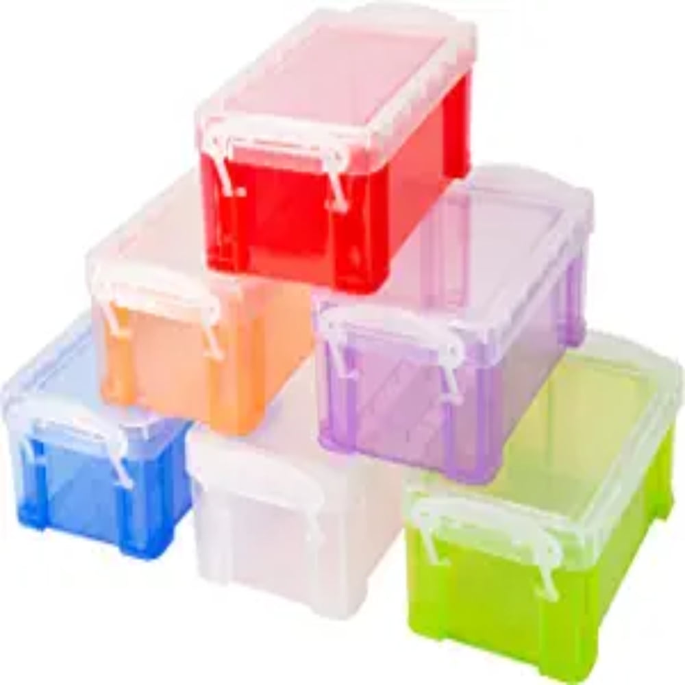 12 Pack 3.5x2.6x1.1 Inches Small Clear Plastic Box Storage Containers with  Hinged Lid Rectangular for Organizing Small Parts, Office Supplies, Clips 
