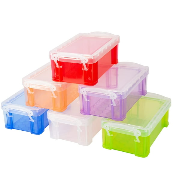 Small Plastic Box, 5" X 2.8" X 2" Stackable Mini Storage Box with Lid, Clear Organizer Container for Jewelry Beads, Small Crafts Items Accessories - 6 Pack