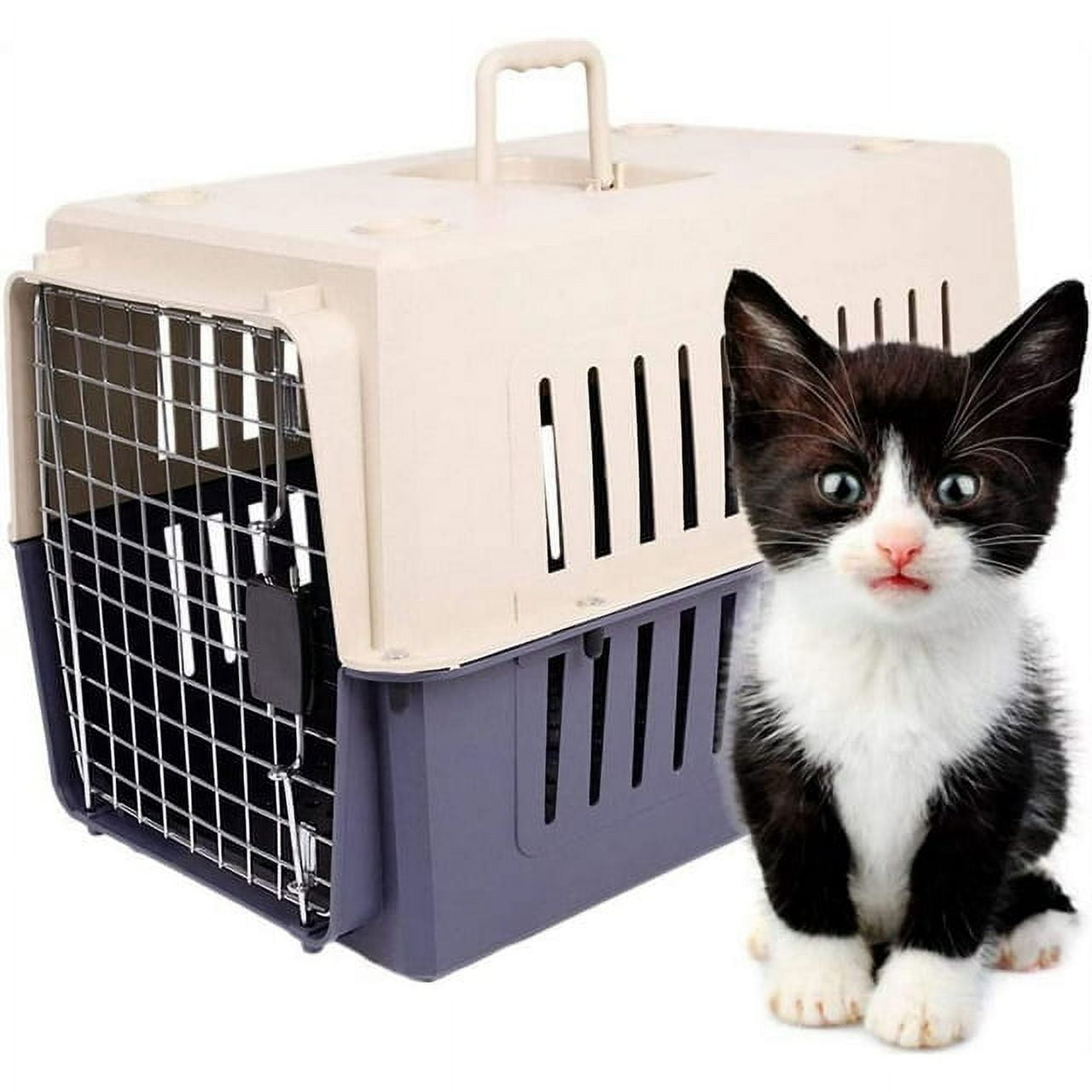Small Plastic Cat & Dog Carrier Cage Portable Pet Box Airline Approved