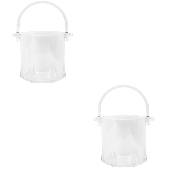 Small Plastic Container 2 PCS Ice Bucket Transparent Beer Storage High Transparency
