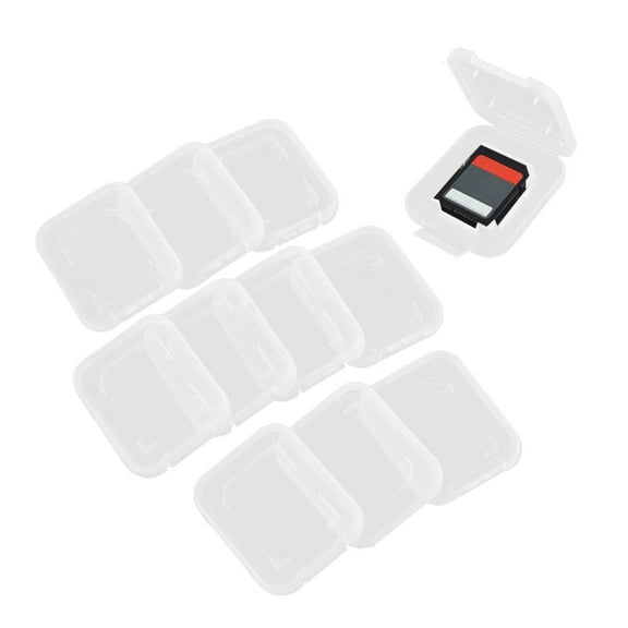 Small Plastic Containers, Clear, 10 pcs,  Mini Containers with Hinged Lids for Memory card