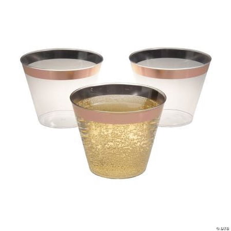 Small Plastic Cups with Rose Gold Trim, Party, Party Supplies, 50 Pieces