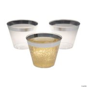 Small Plastic Cups with Silver Trim, Party, Party Supplies, 50 Pieces