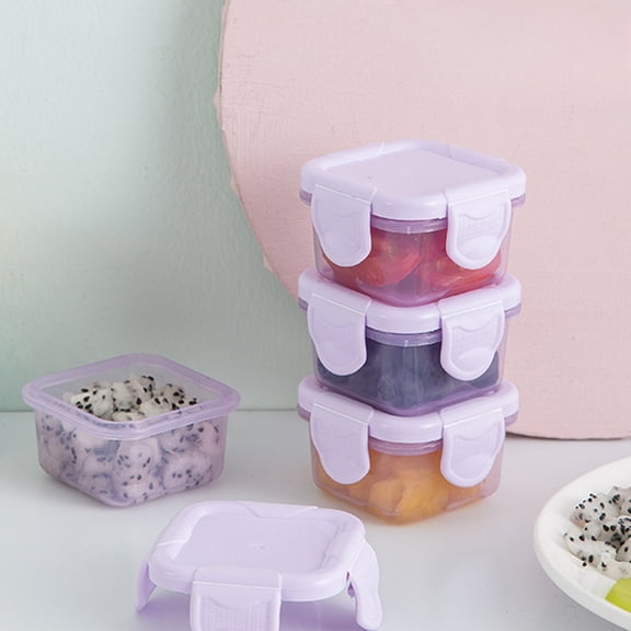 Small Plastic Food Container - 2.3x2.3x1.57in Mini Airtight Storage Box with Snap Lock Lids for Snacks, Small Portions - Purple