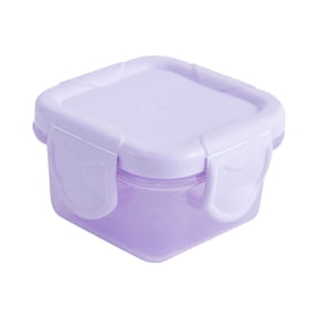 Small Plastic Food Storage Containers with Lids,Lock Lunch Box Square Leakproof Container for Snack,Salad,Fruit Jam,Yogurt,BPA Free,Stackable Microwave/Dishwasher Safe,2.95''x2.95''x1.96''(Purple)