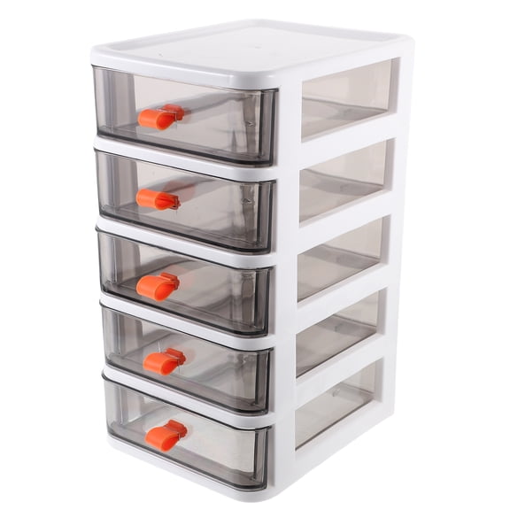 ETEREAUTY White Plastic Shelving Unit for Desk Storage with Five Drawer Organizer for Makeup and Accessories