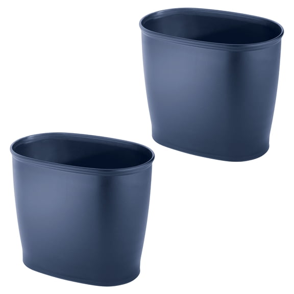 Small Plastic Oval Bathroom Trash Can - Modern Design - Narrow Garbage Bin for Bedroom, Office, Desk, Dorm