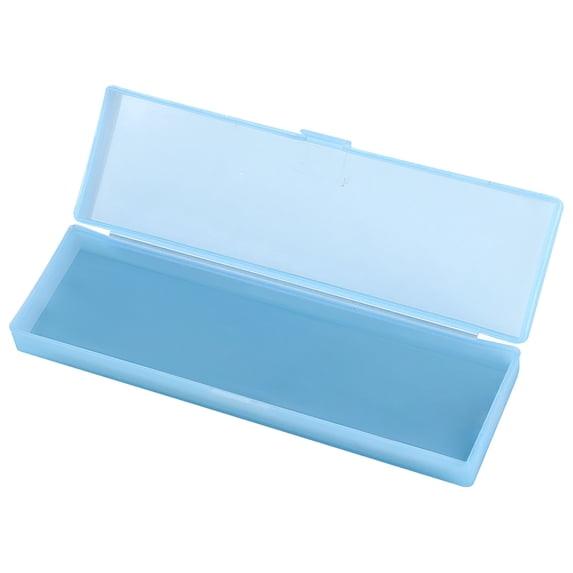 Small Plastic Pencil Case, Qyaukm Clear Stationery Storage Case with Hinged Lid and Snap Closure for Pencils Pens and Crayon Home Classroom, 1 Pencil Case