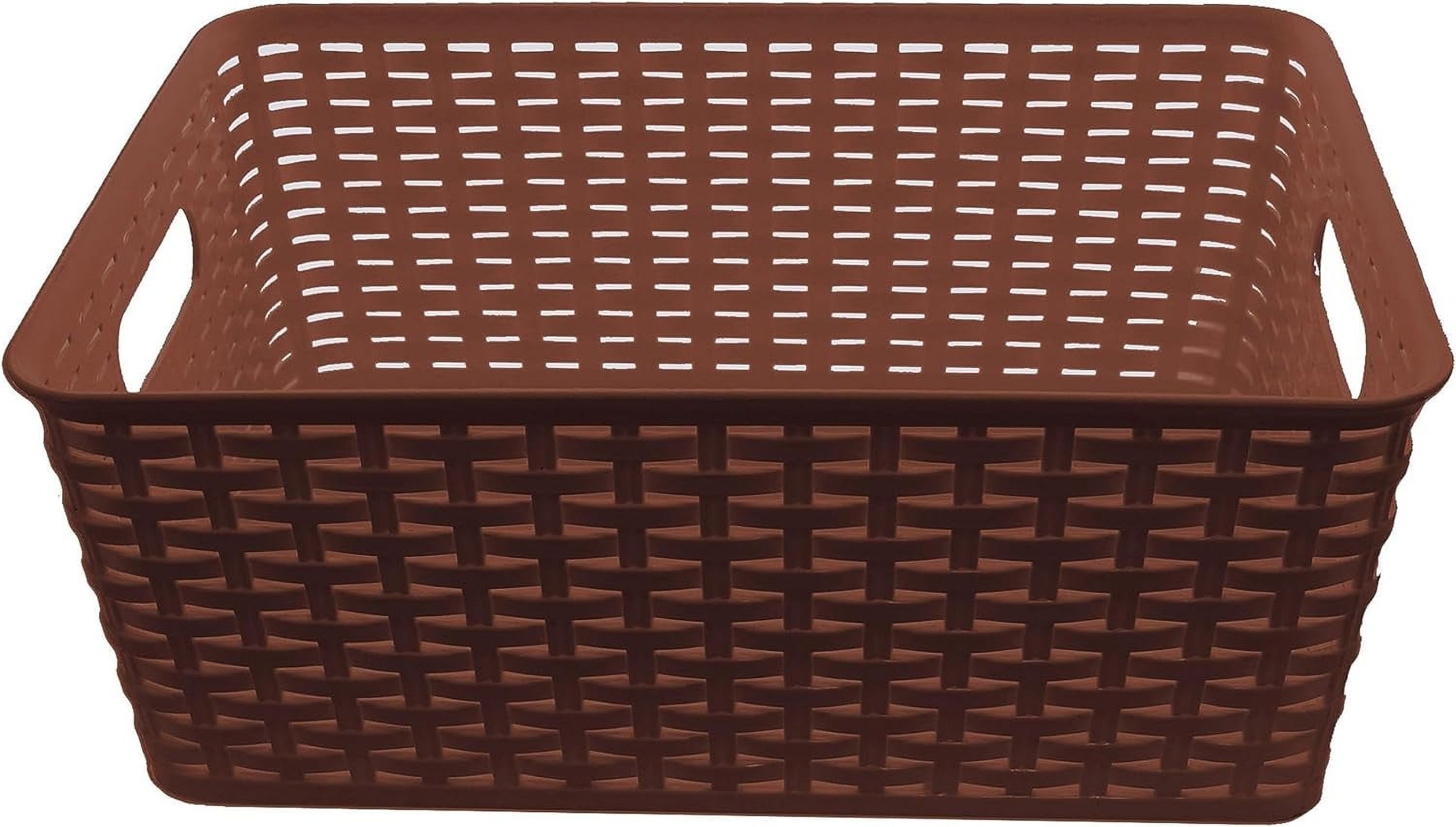 Small Plastic Rattan Storage Box Basket Organizer, Brown - 1 Pack ...