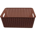 thumbnail image 1 of Small Plastic Rattan Storage Box Basket Organizer, Brown - 1 Pack, 1 of 6