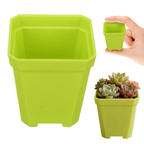 Small Plastic Square Plant Pots – Seedling Nursery Pots with Drainage Trays, Colorful Planters for Vegetables, Herbs, Flowers & Cactus, Indoor & Outdoor Gardening Containers for Home & Patio Use, C