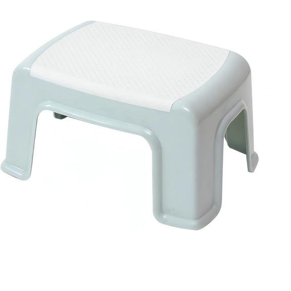 Small Plastic Step Stool - Heavy-Duty ABS Shower Stool, Anti-Slip Bath Stool |Compact Foot stools for Bathroom, Home, Kitchen, Garden - White/Blue