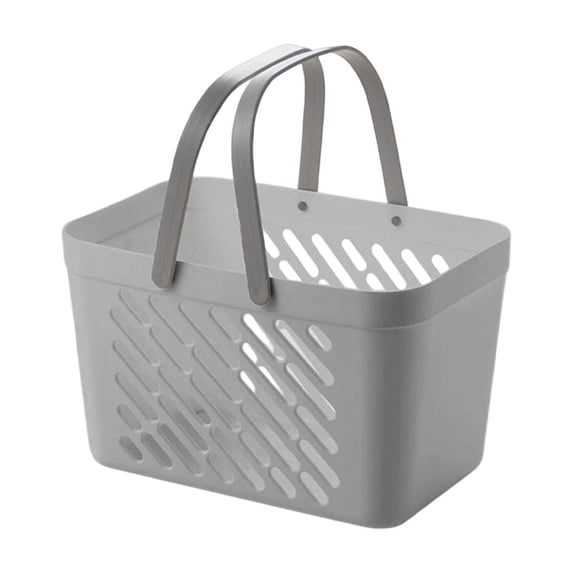 Small Plastic Storage Basket with Handle, Portable White Household Organizer Bin and Sundries Storage, Mini Shopping Tote for Kitchen and Bathroom Use