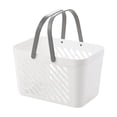 thumbnail image 1 of Small Plastic Storage Basket with Handle, Portable White Household Organizer Bin and Sundries Storage, Mini Shopping Tote for Kitchen and Bathroom Use, 1 of 6