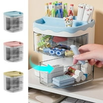 Small Plastic Storage Box with Drawer, 11x11x11.5cm Desktop Organizer for Makeup & Office Supplies, Non-slip & Easy Clean Design for Home and Office Organization,Vsgery