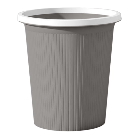 Small Plastic Trash Can,Heavy-Duty Resuable Plastic Trash Cans,Open Top Dome Trash Wastebasket,Ribbed Round Garbage Container Bin for Bathroom,Bedroom,Kitchens,College,Office (Gray)