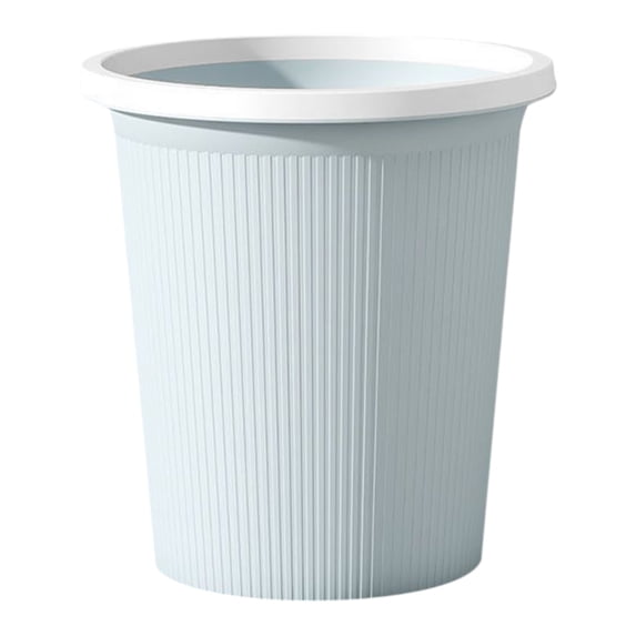 Small Plastic Trash Can,Heavy-Duty Resuable Plastic Trash Cans,Open Top Dome Trash Wastebasket,Ribbed Round Garbage Container Bin for Bathroom,Bedroom,Kitchens,College,Office (Blue)
