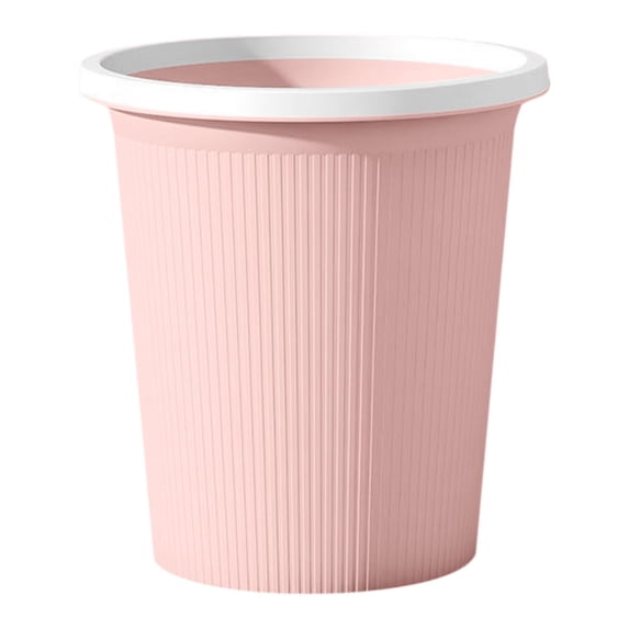 Small Plastic Trash Can,Heavy-Duty Resuable Plastic Trash Cans,Open Top Dome Trash Wastebasket,Ribbed Round Garbage Container Bin for Bathroom,Bedroom,Kitchens,College,Office (Pink)