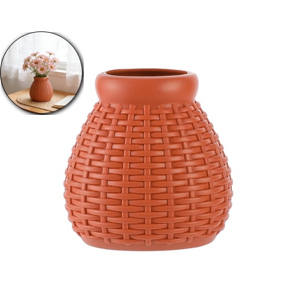 Small Plastic Vase (3.9 Inch) – Shatterproof Floral Centerpiece for Fresh & Dried Flowers – Unbreakable Vintage Style Home Decor for Kitchen, Bedroom & Living Room