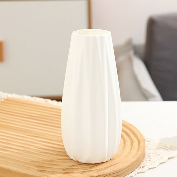 Small Plastic Vase, Ceramic Look Non Breakable Vase, Mini Tabletop Decoration Vase, Wedding Gift Vase, Bookshelf Art Decoration, Compact Decorative Flower Vase, Simple Design Vase