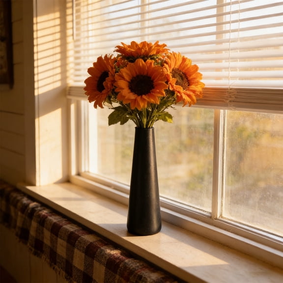 Small Plastic Vase Tall Conic Flower Single Stem Vase Vase Home Decorative Floral Centerpiece for Wedding and Office (Black-S)