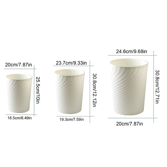 Small Plastic Wastebasket, Durable Garbage Container for Bathroom, Kitchen, Bedroom, Dorm & Laundry Room(L)