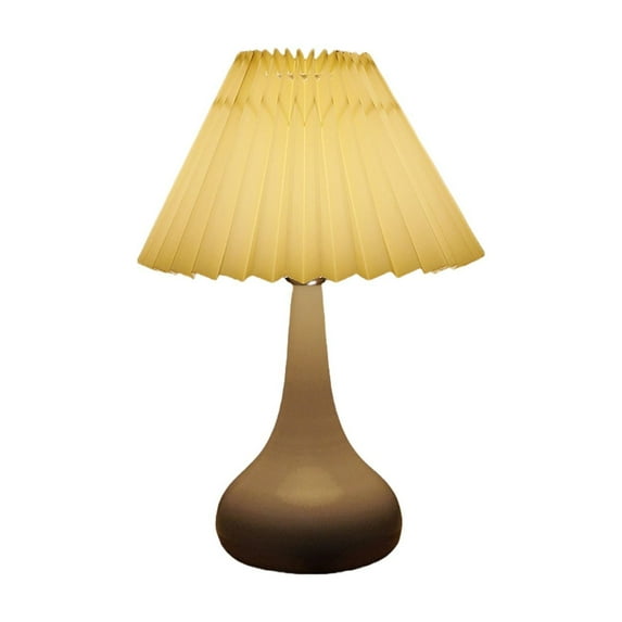 Small Pleated LED Table Vintage Lamp Classic Cottage Bedside Desk Cute Mini Nightstand Lamp Decor for Bedroom Living Room Office College Dorm Bookcase LED Bulb Included