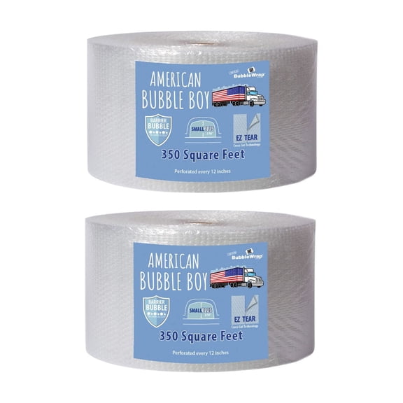 Small Plus Bubble Roll, 700 Sq Ft Protective Wrap, 12 Inches Wide, Pre-Perforated Every 12 Inches, Original Grade, Clear
