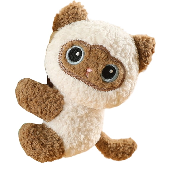Small Plush Siamese Cat Stuffed Animal 4.3 Inch Soft Cuddly Plush Toy for Nursery Decor Birthday Gifts Tan and Cream One Pack