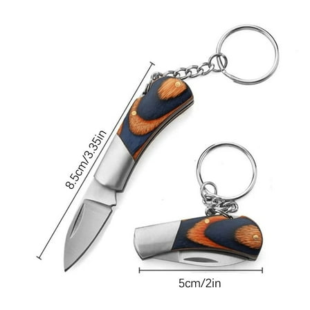 Small Pocket Knife, Mini Folding Pocket Knife, 2" to 5" Knife with Wood Handle, Portable Sharp Stainless Steel Knife with Keychain, Gifts for Men Women
