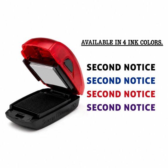 Small Pocket Stamp with Built In Ink SECOND NOTICE Self Inking Rubber Stamp